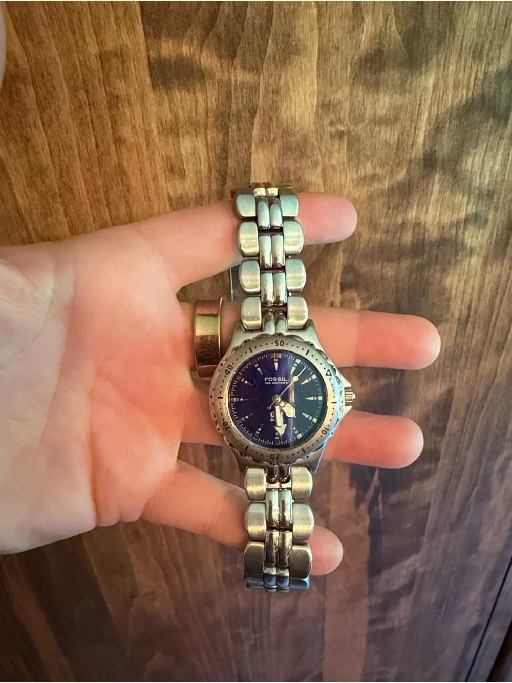 Fossil Blue and Silver Watch
